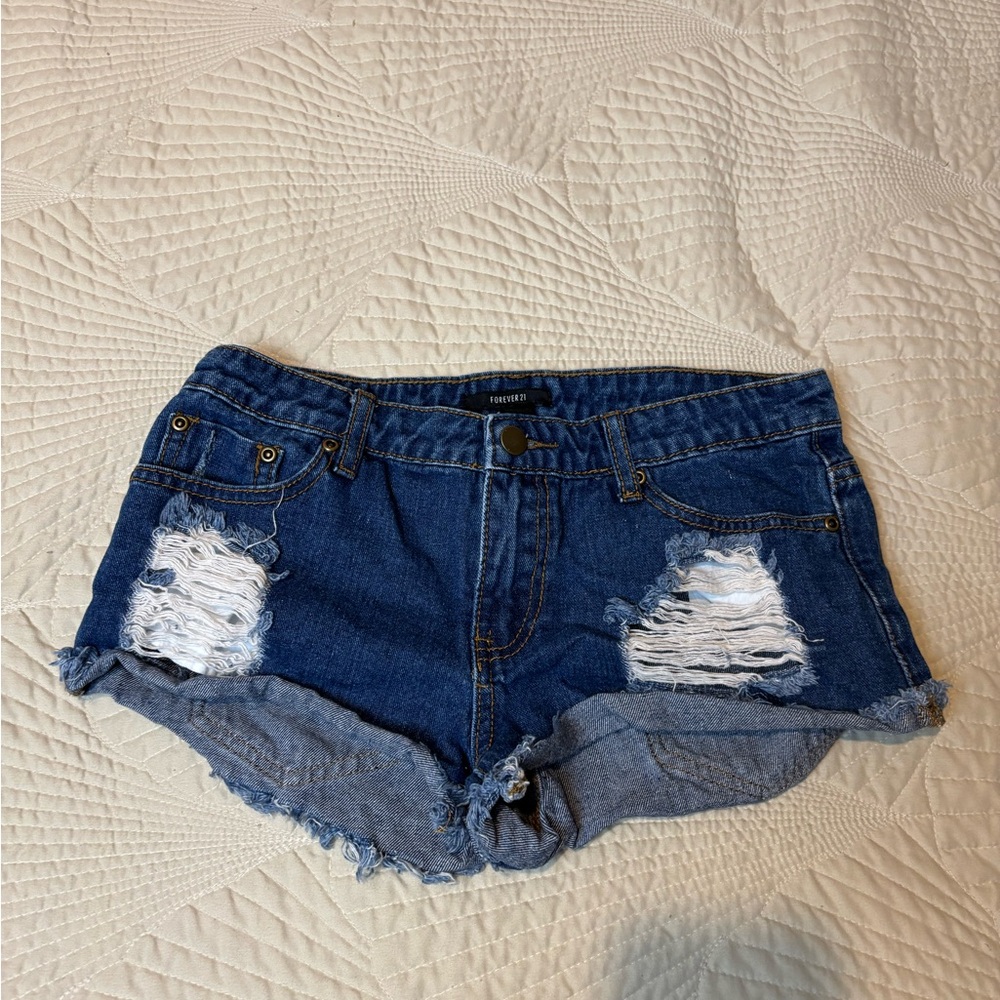 Forever 21 Denim Blue Distressed Women's Shorts